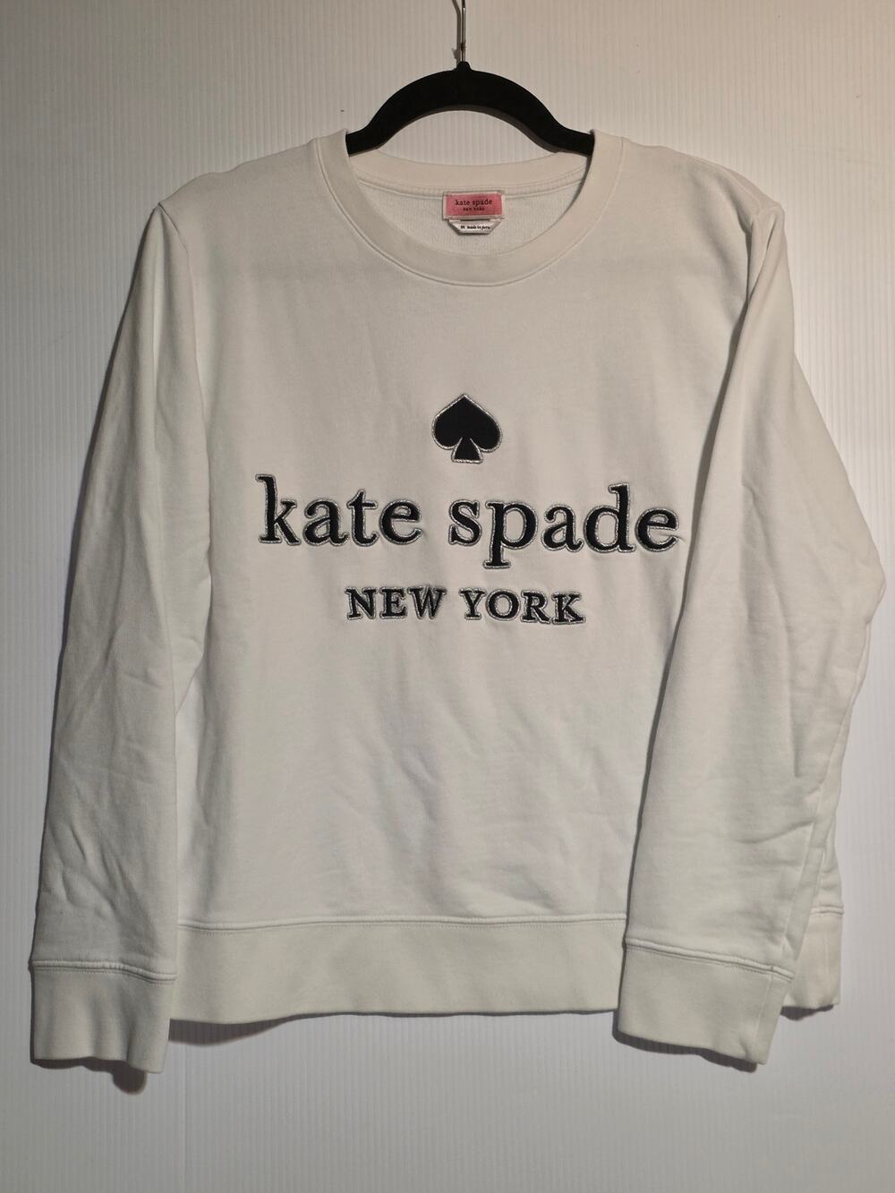 Kate Spade New York Sweatshirt Size M White Black Spade Logo Crewneck Pullover